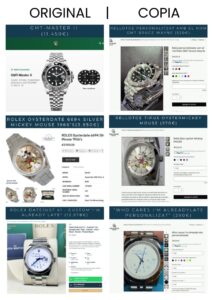 Comparativa entre rellotges originals i còpies de Carles Naudi