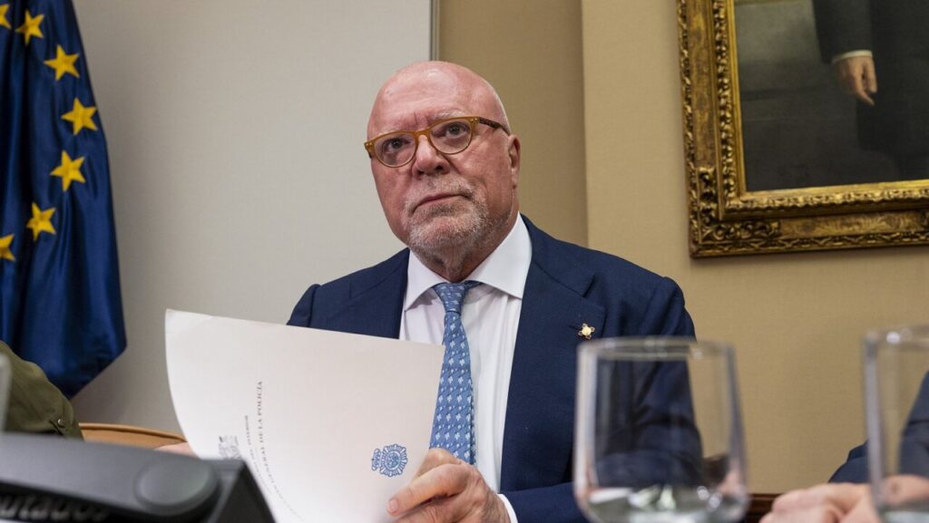 L'excomissari José Manuel Villarejo durant la seva declaració a la Batllia d'Andorra.