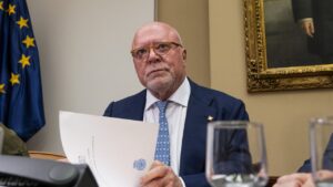 L'excomissari José Manuel Villarejo durant la seva declaració a la Batllia d'Andorra.