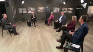 Xavier Espot, durant l’emissió d’El cap de Govern respon, a Andorra Televisió