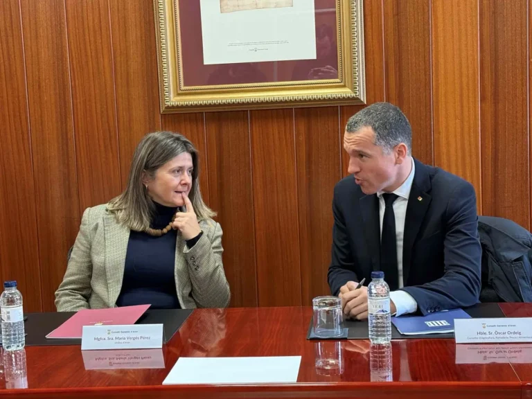 La síndica d’Aran, Maria Vergés, i el conseller Òscar Ordeig (ACN).