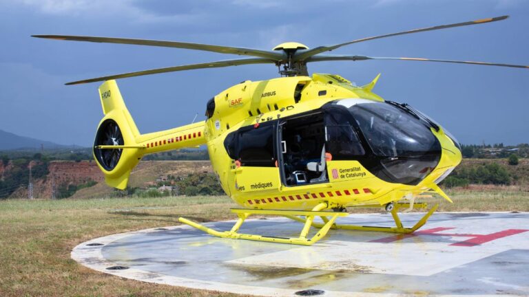 Helicòpter de l'empresa SAF Helicoptères a la base operativa