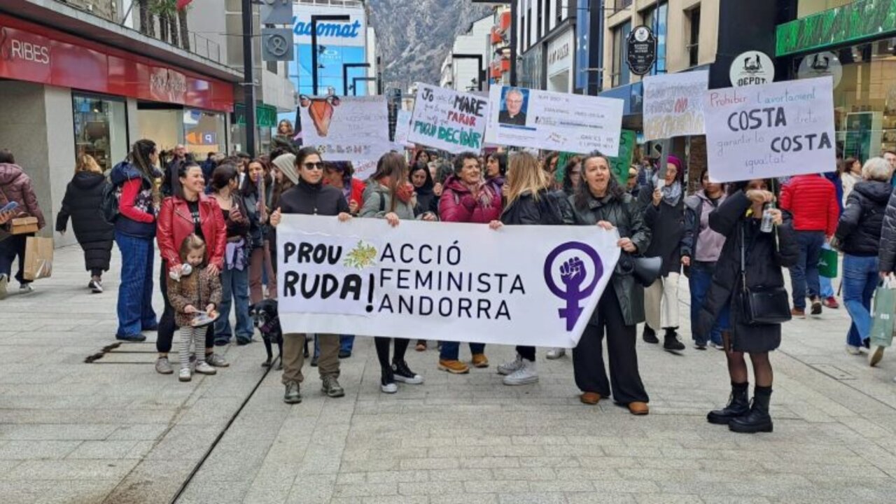 La manifestació del 8M, pujant per l'avinguda Meritxell