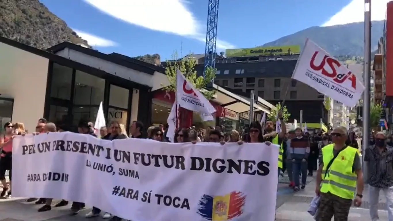 Manifestació de l’1 de Maig celebrada a Andorra l’any 2022