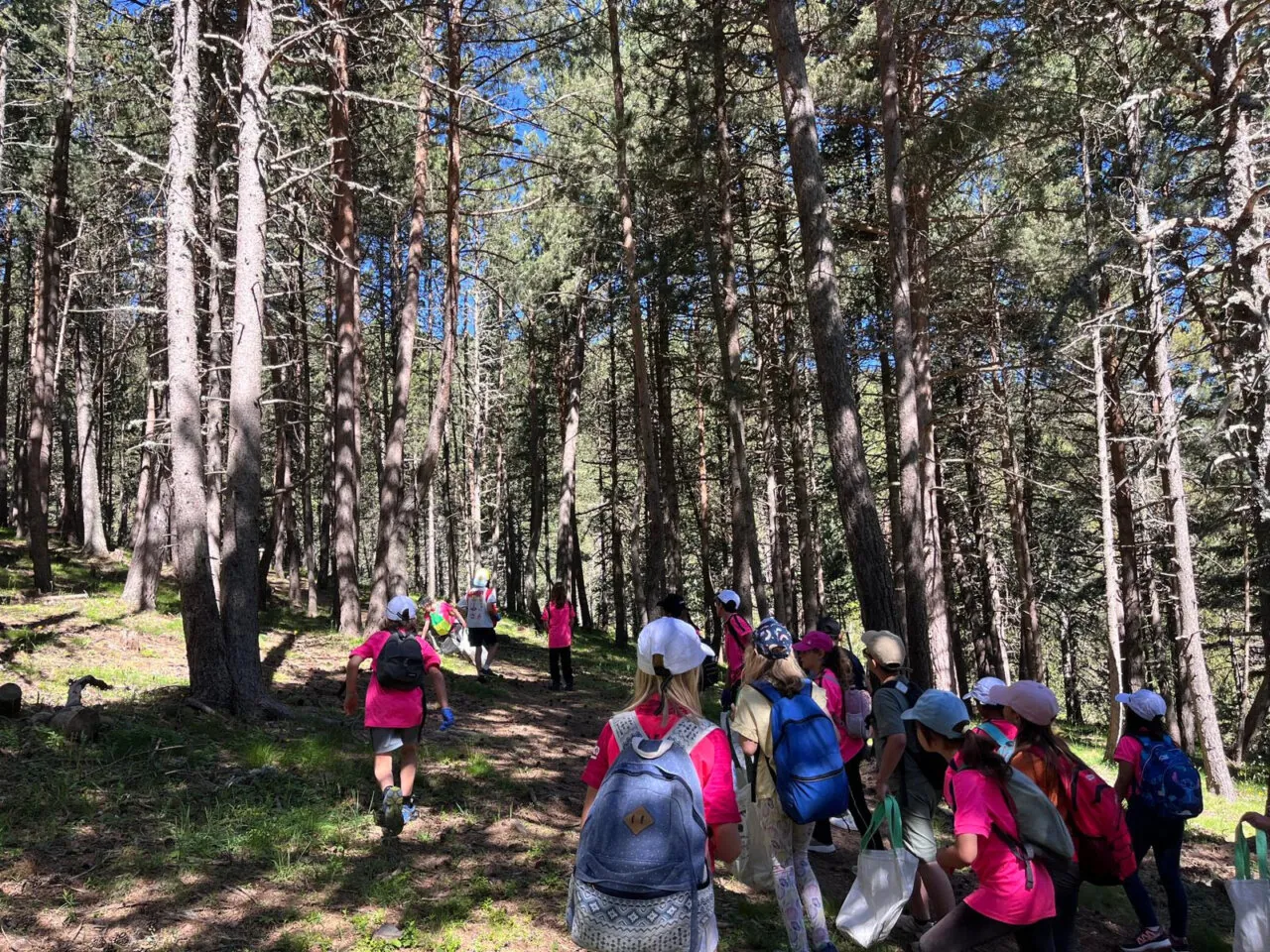 Un grup d’escolars ha participat en la neteja dels paratges de la Molina