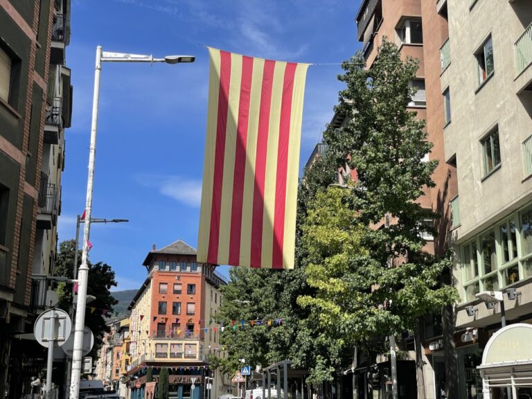Carrer decorat amb una senyera al carrer de Sant Ot de la Seu d'Urgell. / La Valira