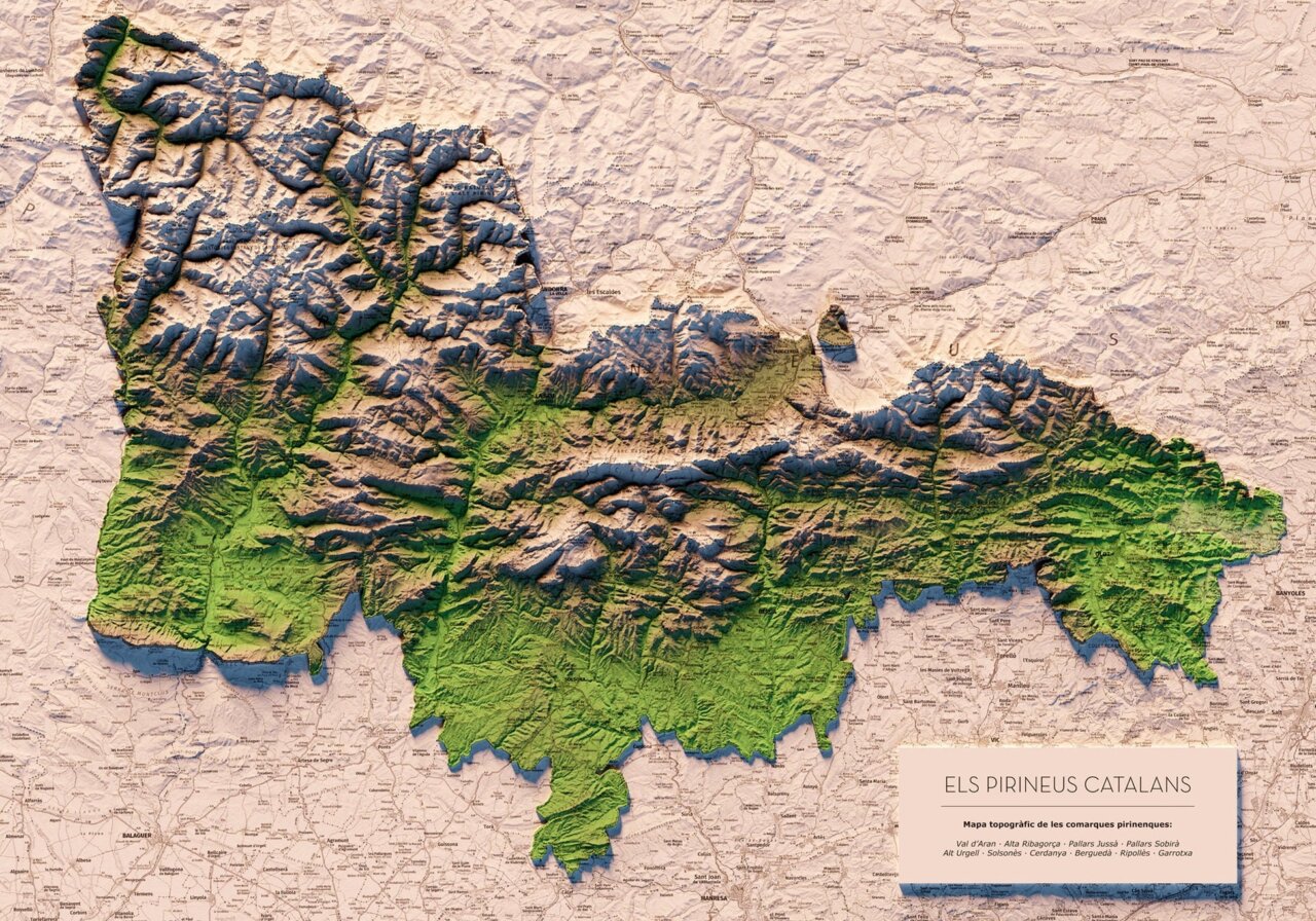 Mapa topogràfic dels Pirineus Catalans. / Trobart Maps.